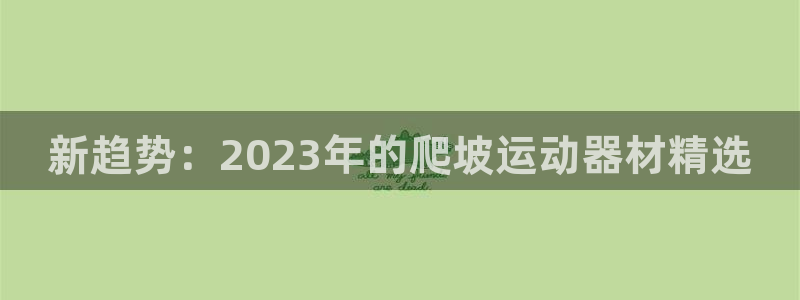 征途国际平台注册流程图：新趋势：2023年的爬坡运动器材精选
